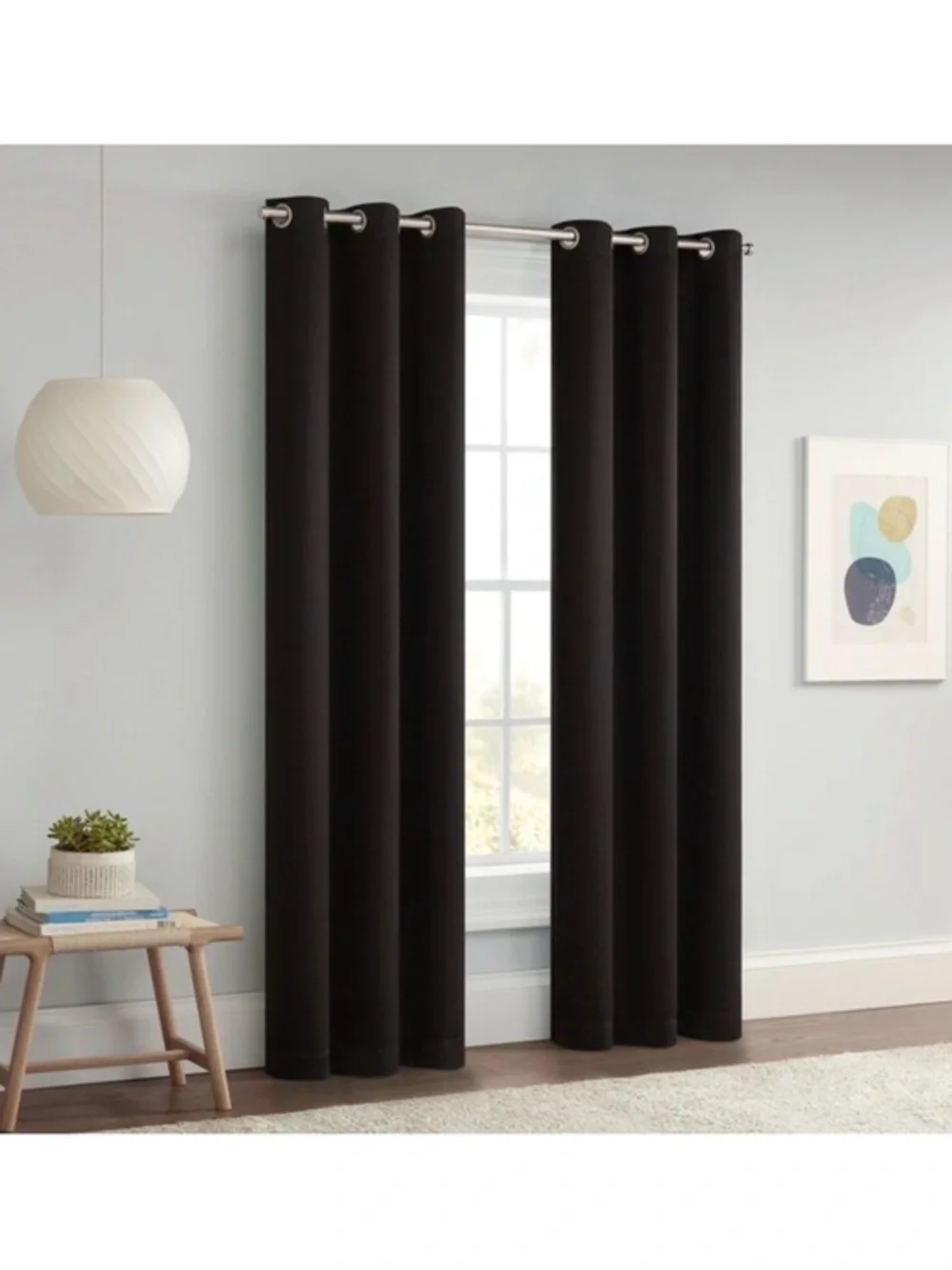 Eclipse Black Blackout Window Panel Curtains - 2 Panels
